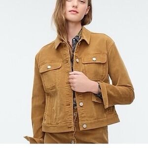 J.Crew Mustard Corduroy Garment-Dyed Trucker Jacket Cotton Lyocell Blend Sz S